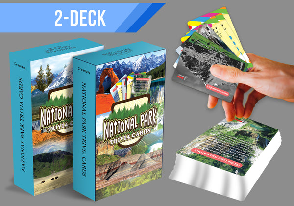 National Park Trivia Cards (2 Deck) - Themed Parties Props Theme Games â€“ Stocking Stuffers for Birthday Wedding Celebration Wall Decor