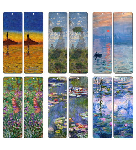 Creanoso Claude Monet Bookmarks (12 Packs) - Bookmarks for Books Men Women Kids Boys Girls - Decor