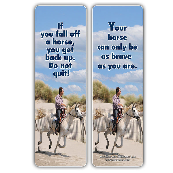 Creanoso Horse Quotes Bookmarks (30-Pack) - Inspirational Bookmarker Cards Bulk - Themed Party supplies Decals - Horse Gifts for Men Women Teens Kids