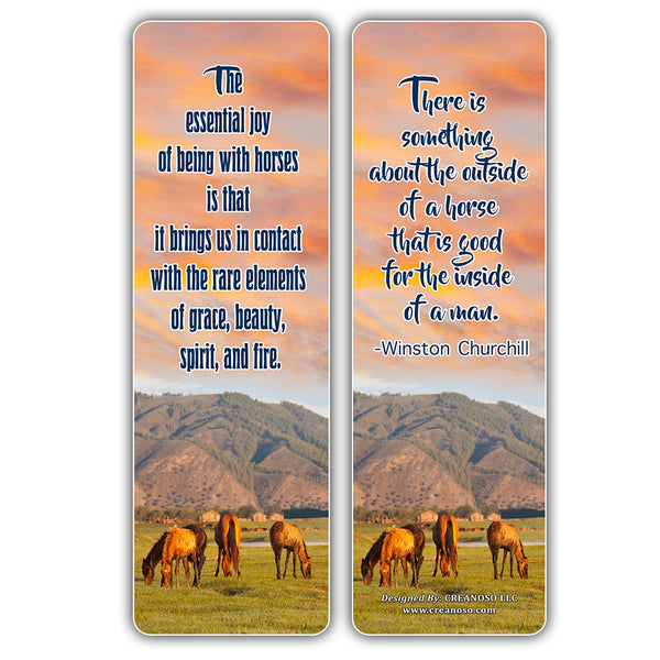 Creanoso Horse Quotes Bookmarks (30-Pack) - Inspirational Bookmarker Cards Bulk - Themed Party supplies Decals - Horse Gifts for Men Women Teens Kids