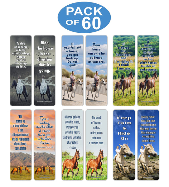 Creanoso Horse Quotes Bookmarks (60-Pack) - Horse Gifts Ideas for Men Women Teens Kids - Collection