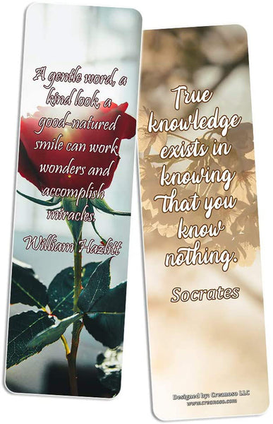 Creanoso Daily Inspirational Life Quotes Bookmarks Cards (30-Pack) - Motivational Sayings for Men Women - Stocking Stuffers Gift