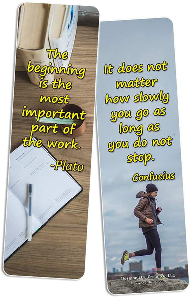 Creanoso Daily Inspirational Life Quotes Bookmarks Cards (12-Pack) - Motivational Sayings for Men Women - Stocking Stuffers Gift