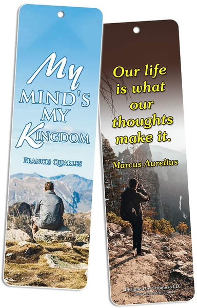 Creanoso Daily Inspirational Life Quotes Bookmarks Cards (60-Pack) - Motivational Sayings for Men Women - Stocking Stuffers Gift