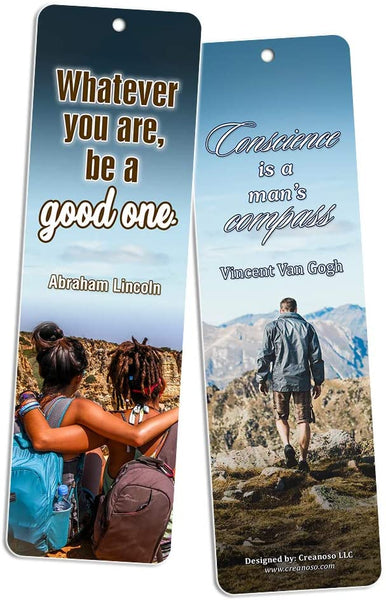 Creanoso Daily Inspirational Life Quotes Bookmarks Cards (60-Pack) - Motivational Sayings for Men Women - Stocking Stuffers Gift