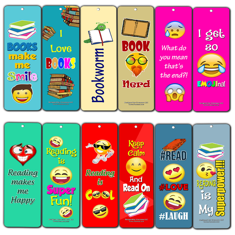 Creanoso Inspiring Book Reading Quotes Smiley Emoji Bookmarkers (30-Pack) ÃƒÂ¢Ã¢â€šÂ¬Ã¢â‚¬Å“ÃƒÂ¢Ã¢â€šÂ¬Ã¢â‚¬Å“ Stocking Stuffers Gift for Bibliophiles, Book Worms, Young Book Lovers ÃƒÂ¢Ã¢â€šÂ¬Ã¢â‚¬Å“ Party Supplies ÃƒÂ¢Ã¢â€šÂ¬Ã¢â‚¬Å“ Book Clubs Reading