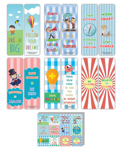 Creanoso Educational Motivational Quotes Bookmarks and Stickers Bundle Pack - Great Gifts for Kids