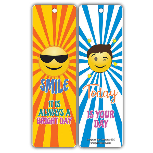 Creanoso Smiley Emoji Happy Face Bookmark Cards for Kids ÃƒÂ¢Ã¢â€šÂ¬Ã¢â‚¬Å“ Premium Gift Set for Boys and Girls
