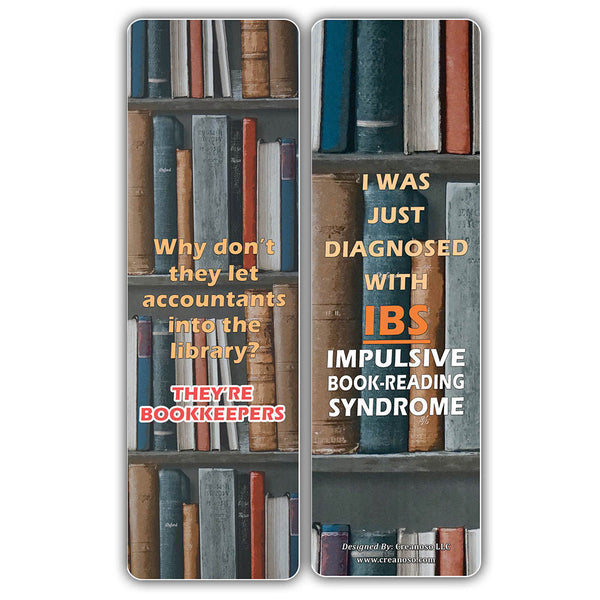 Creanoso Silly and Funny Book Reading Puns Bookmarks - Awesome Bookmarks for Bookworms