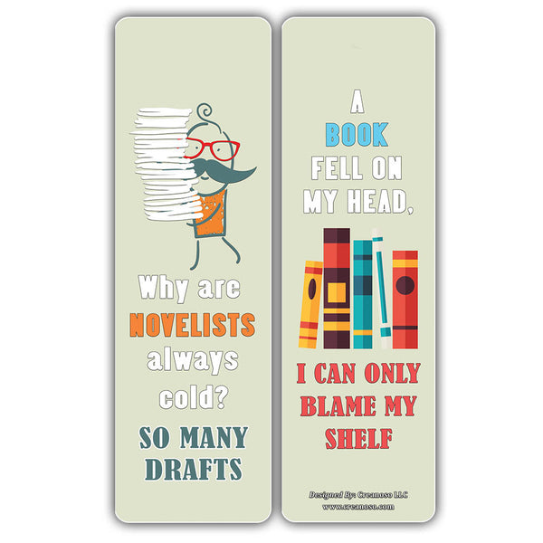 Creanoso Silly Funny Puns Reading Bookmark Cards (30-Pack) ÃƒÂ¢Ã¢â€šÂ¬Ã¢â‚¬Å“ Stocking Stuffers Gift Bookworm, Adult Men & Women ÃƒÂ¢Ã¢â€šÂ¬Ã¢â‚¬Å“ Book Reading Supplies ÃƒÂ¢Ã¢â€šÂ¬Ã¢â‚¬Å“ Book Clubs Reading