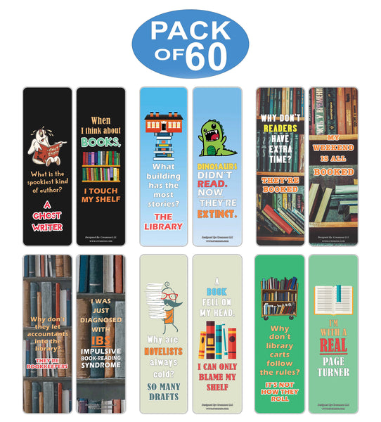 Creanoso Silly Funny Puns Reading Book Lovers Bookmarkers (60-Pack) ÃƒÆ’Ã‚Â¢ÃƒÂ¢Ã¢â‚¬Å¡Ã‚Â¬ÃƒÂ¢Ã¢â€šÂ¬Ã…â€œ Six Assorted Quality Bookmarks Bulk Set ÃƒÆ’Ã‚Â¢ÃƒÂ¢Ã¢â‚¬Å¡Ã‚Â¬ÃƒÂ¢Ã¢â€šÂ¬Ã…â€œ Premium Gift for Bibliophiles ÃƒÆ’Ã‚Â¢ÃƒÂ¢Ã¢â‚¬Å¡Ã‚Â¬ÃƒÂ¢Ã¢â€šÂ¬Ã…â