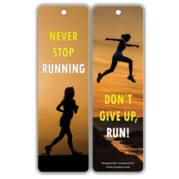 Creanoso Inspiring Sayings Quotes Running Bookmark for Runners, Joggers, Athletes ÃƒÂ¢Ã¢â€šÂ¬Ã¢â‚¬Å“ Premium Gifts