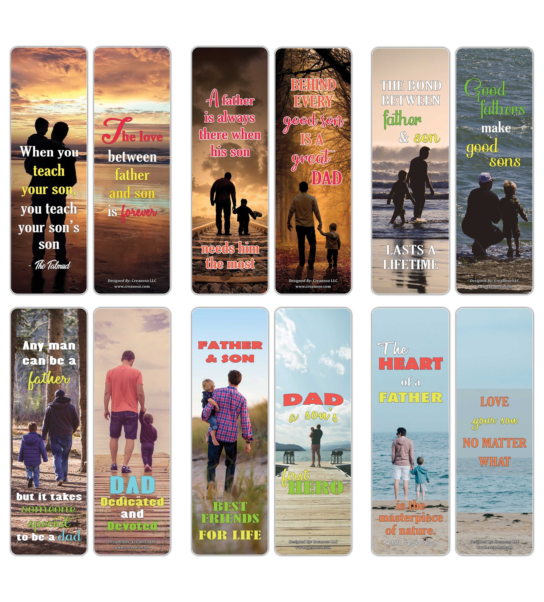 Creanoso Father and Son Sayings Quote Bookmarks ÃƒÂ¢Ã¢â€šÂ¬Ã¢â‚¬Å“ Inspirational Parental Sayings for Dads and Sons