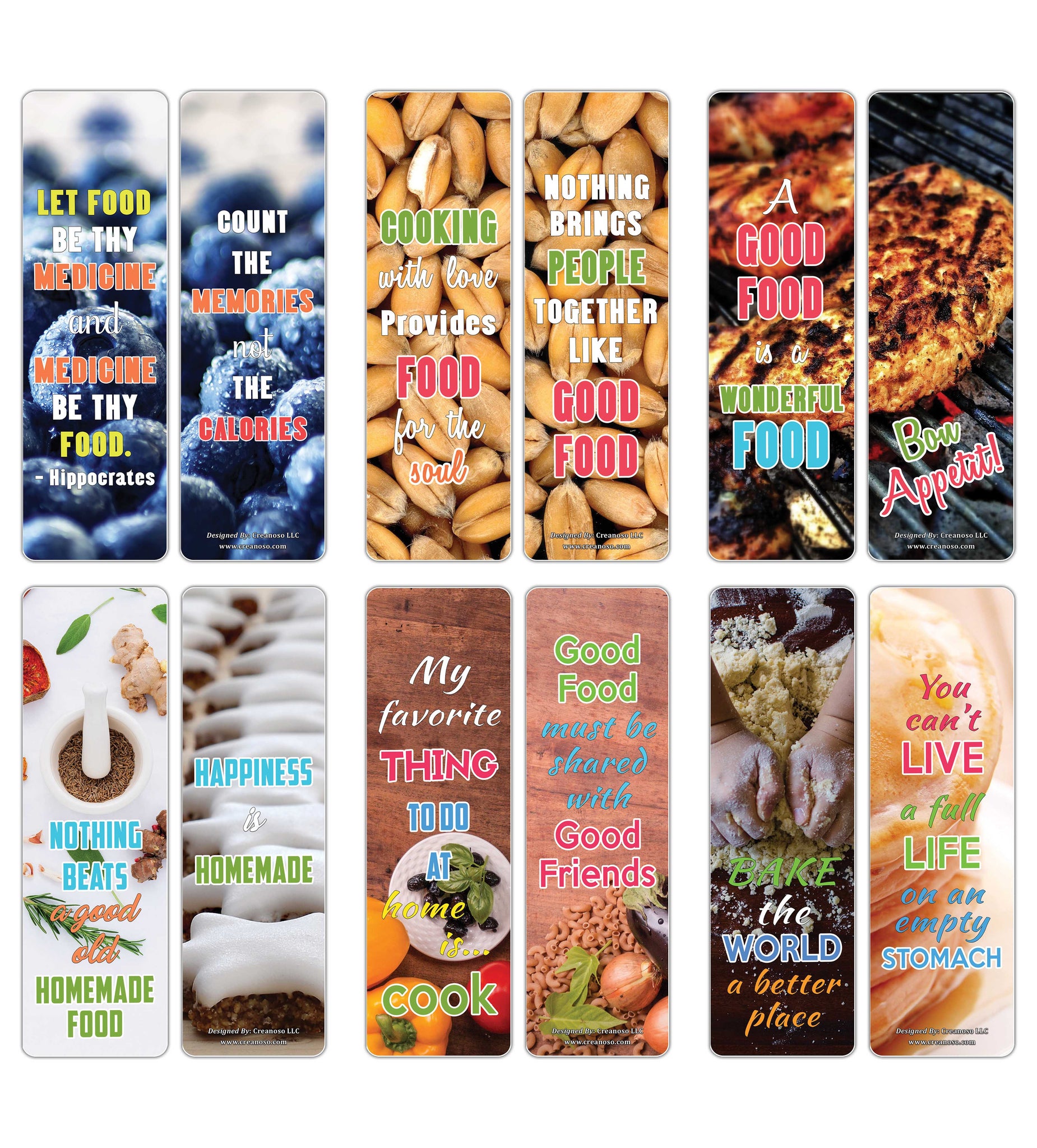 Creanoso Inspirational Food Lovers Quotes Bookmarks Series 2 ÃƒÂ¢Ã¢â€šÂ¬Ã¢â‚¬Å“ Premium Stocking Stuffers Gifts