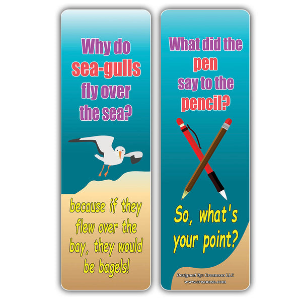 Creanoso Funny Jokes Series 4 Bookmarks for Kids - Hilariously Silly and Funny Jokes Bookmark Cards