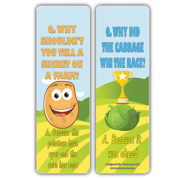 Creanoso Funny Fruit and Veggies Lunch Jokes Bookmarks for Kids ÃƒÂ¢Ã¢â€šÂ¬Ã¢â‚¬Å“ Premium Stocking Stuffers Gifts