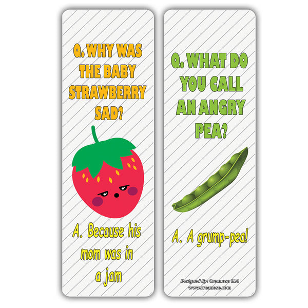 Creanoso Funny Fruit and Veggies Lunch Jokes Bookmarks for Kids ÃƒÂ¢Ã¢â€šÂ¬Ã¢â‚¬Å“ Premium Stocking Stuffers Gifts