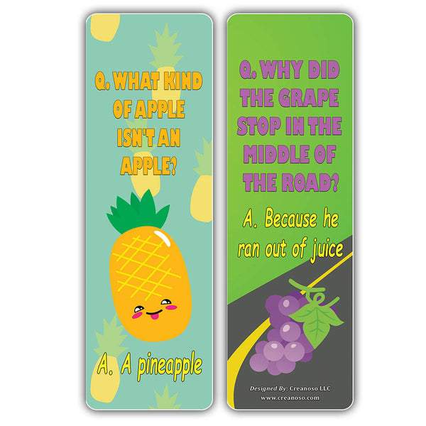 Creanoso Funny Fruit and Veggies Lunch Jokes Bookmarks for Kids ÃƒÂ¢Ã¢â€šÂ¬Ã¢â‚¬Å“ Premium Stocking Stuffers Gifts