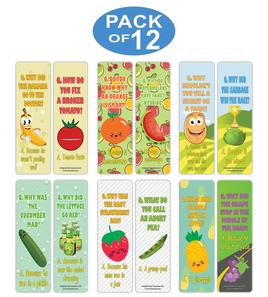 Creanoso Funny Fruit and Veggies Lunch Jokes Bookmarks for Kids ÃƒÂ¢Ã¢â€šÂ¬Ã¢â‚¬Å“ Premium Stocking Stuffers Gifts
