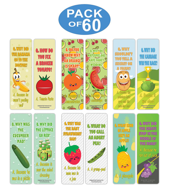 Creanoso Funny Fruit and Veggies Lunch Jokes Bookmarks for Kids ÃƒÂ¢Ã¢â€šÂ¬Ã¢â‚¬Å“ Premium Stocking Stuffers Gifts