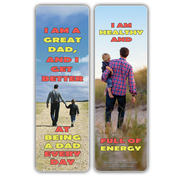 Creanoso Amazing Affirmation Words for Fathers Bookmarks ÃƒÂ¢Ã¢â€šÂ¬Ã¢â‚¬Å“ Premium Bookmarks Gift Cards