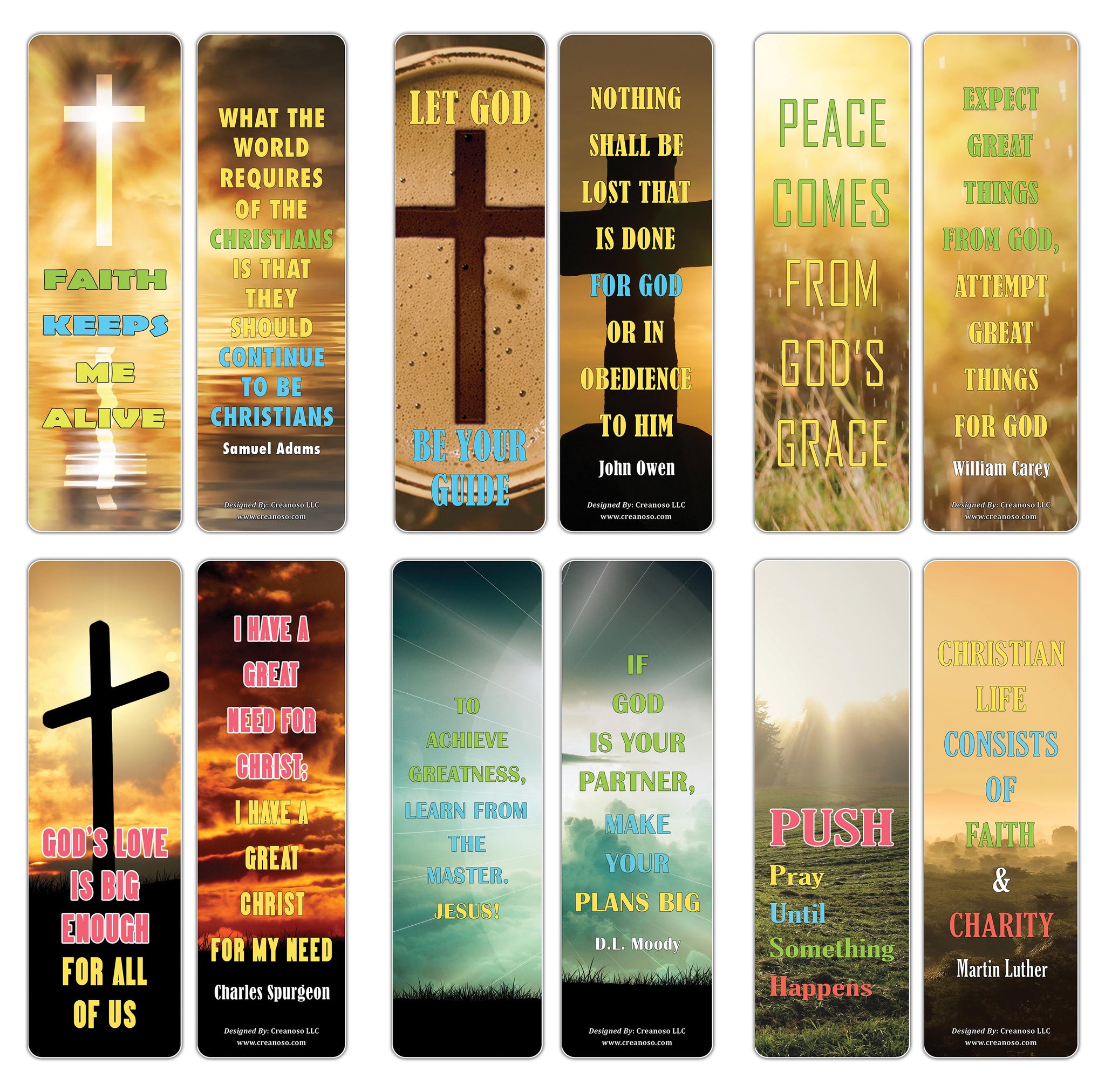Creanoso Inspiring Christian Quote Sayings Bookmarker Cards - Unique Christian Faith Reading Gifts