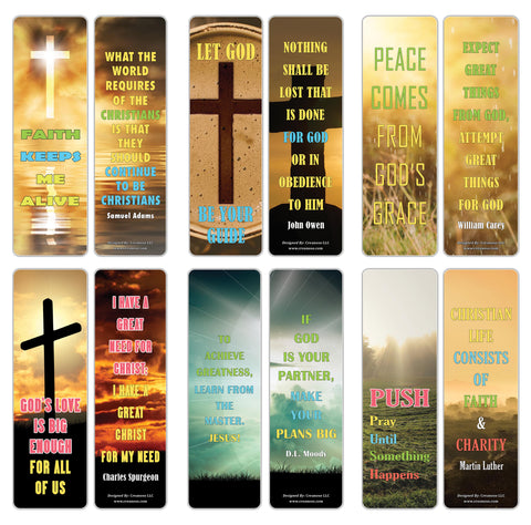 Creanoso Inspiring Christian Quote Sayings Bookmarker Cards - Unique Christian Faith Reading Gifts