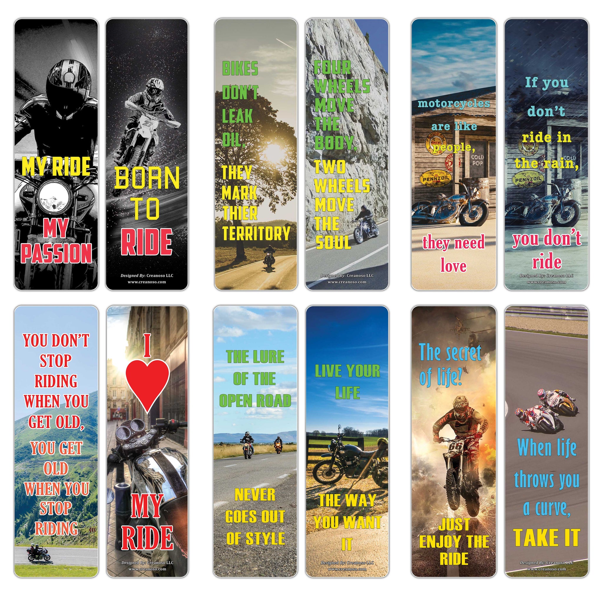 Creanoso Motorcycle Bookmark Cards  ÃƒÂ¢Ã¢â€šÂ¬Ã¢â‚¬Å“ Stocking Stuffers Gift for Motorcycle Riders - Premium Gift Set