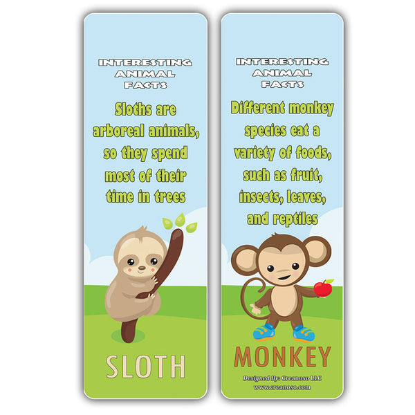 Creanoso Animal Fun Facts Bookmarks Series 3 - Cool and Unique Educational Bookmarkers