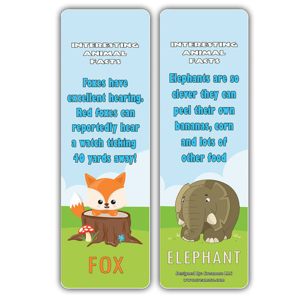 Creanoso Animal Fun Facts Bookmarks Series 3 - Cool and Unique Educational Bookmarkers