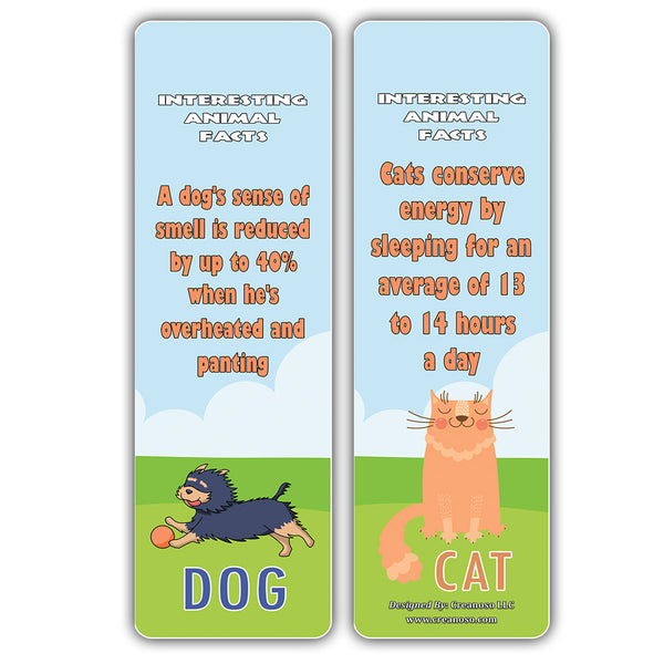 Creanoso Animal Fun Facts Bookmarks Series 3 - Cool and Unique Educational Bookmarkers