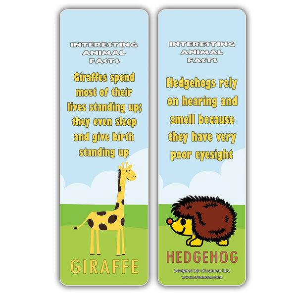 Creanoso Animal Fun Facts Bookmarks Series 3 - Cool and Unique Educational Bookmarkers