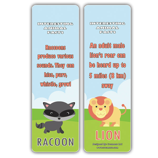 Creanoso Animal Fun Facts Bookmarks Series 3 - Cool and Unique Educational Bookmarkers