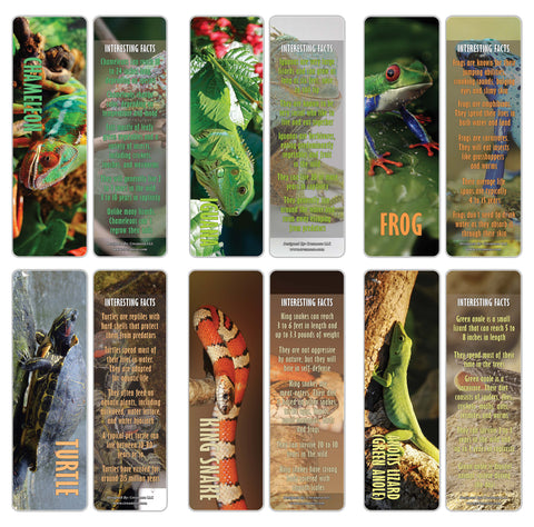 Creanoso Exotic Reptile Bookmarks ÃƒÂ¢Ã¢â€šÂ¬Ã¢â‚¬Å“ Cool Unique Bookmarker Cards for Book Readers and Pet Lovers