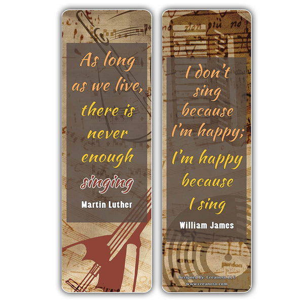 Creanoso Inspiring Music Sayings Bookmarks Series 5 ÃƒÂ¢Ã¢â€šÂ¬Ã¢â‚¬Å“ Premium Stocking Stuffers Gifts for Musicians