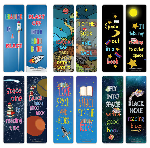 Creanoso Inspirational Reading Sayings Outer Space Bookmarks ÃƒÂ¢Ã¢â€šÂ¬Ã¢â‚¬Å“ Premium Gift Set Book Clipping Cards