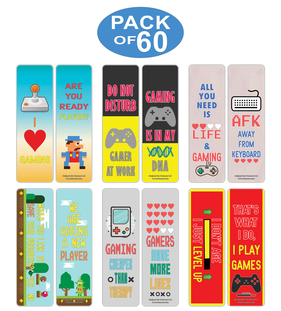 Creanoso Fun Gamer Bookmarks for Gamers - Awesome and Cool Book Mark C