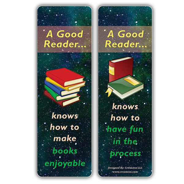 Creanoso Good Readers Bookmarks - Cool and Unique Book Page Clippers for Bookworms