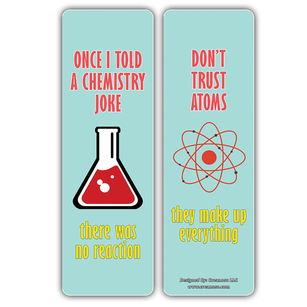 Creanoso Chemistry Puns Bookmarks - Funny and Cool Bookmarker Cards