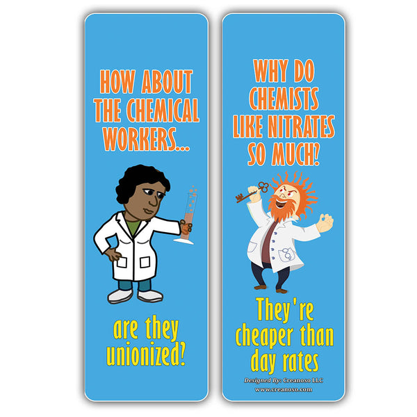 Creanoso Chemistry Puns Bookmarks - Funny and Cool Bookmarker Cards