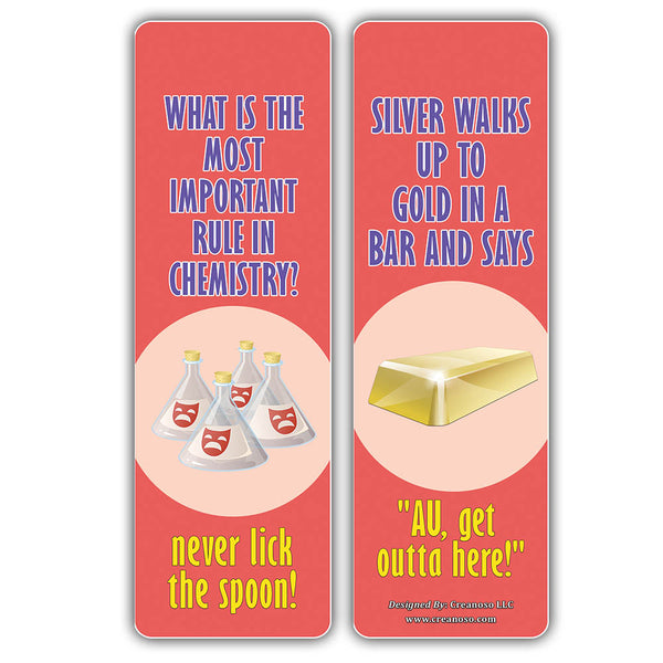 Creanoso Funny Chemistry Puns Bookmarks (30-Pack)  Stocking Stuffers Gift for Chemists, Science Teachers, Men & Women, Teens, Professionals Party Favors Supplies  Science Class Rewards