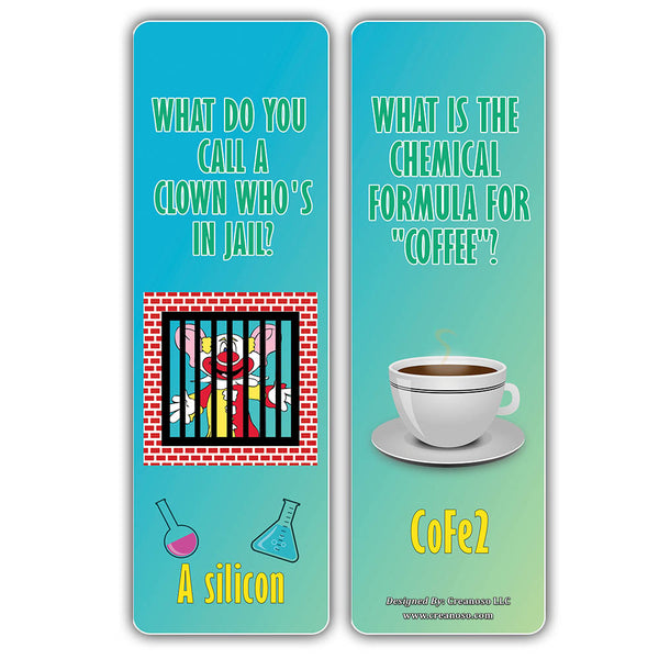 Creanoso Chemistry Puns Bookmarks - Funny and Cool Bookmarker Cards