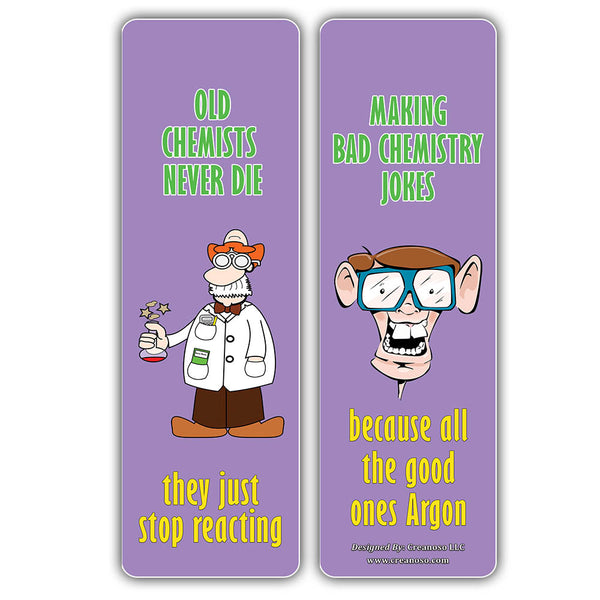 Creanoso Funny Chemistry Puns Bookmarks (30-Pack)  Stocking Stuffers Gift for Chemists, Science Teachers, Men & Women, Teens, Professionals Party Favors Supplies  Science Class Rewards