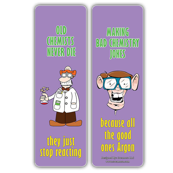 Creanoso Chemistry Puns Bookmarks - Funny and Cool Bookmarker Cards