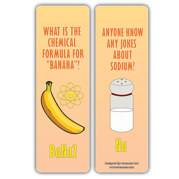 Creanoso Funny Chemistry Puns Bookmarks (30-Pack)  Stocking Stuffers Gift for Chemists, Science Teachers, Men & Women, Teens, Professionals Party Favors Supplies  Science Class Rewards