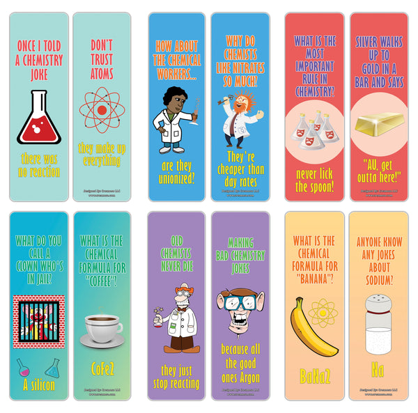 Creanoso Chemistry Puns Bookmarks - Funny and Cool Bookmarker Cards