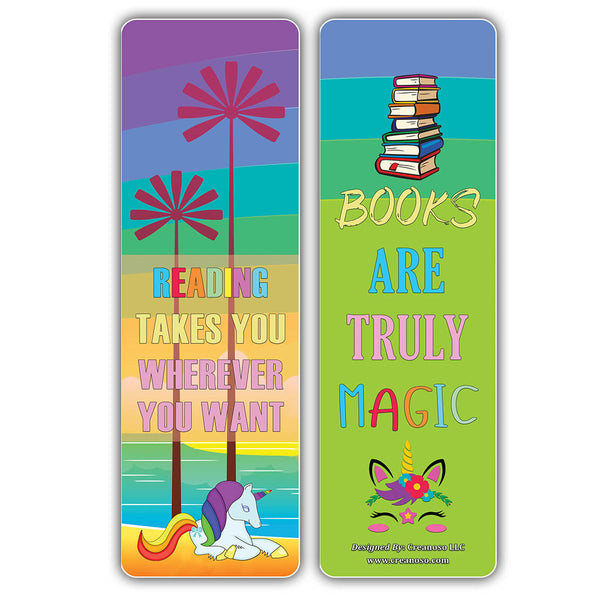 Creanoso Unicorn Bookmarks - Cool and Amazing Book Reading Sayings Page Clippers