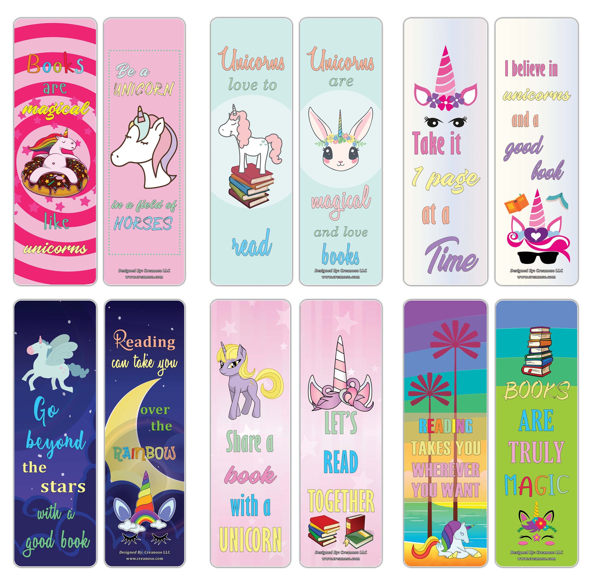 Creanoso Unicorn Bookmarks - Cool and Amazing Book Reading Sayings Page Clippers