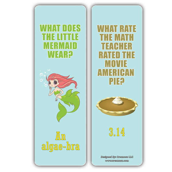 Creanoso Math Puns Bookmarks - Funny Puns and Jokes Book Page Clippers