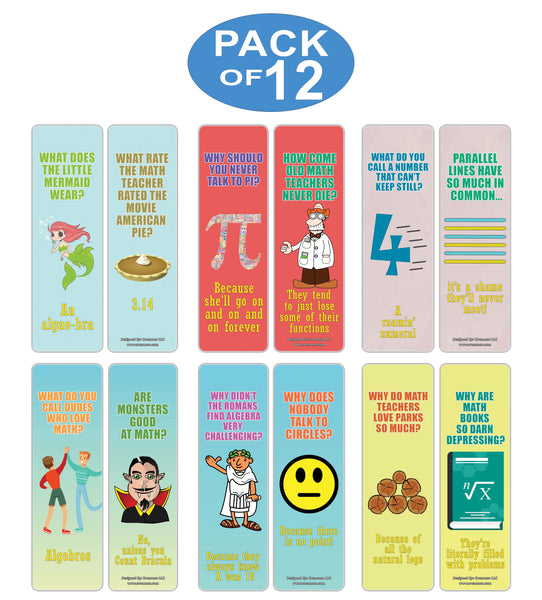 Creanoso Math Puns Bookmarks - Funny Puns and Jokes Book Page Clippers